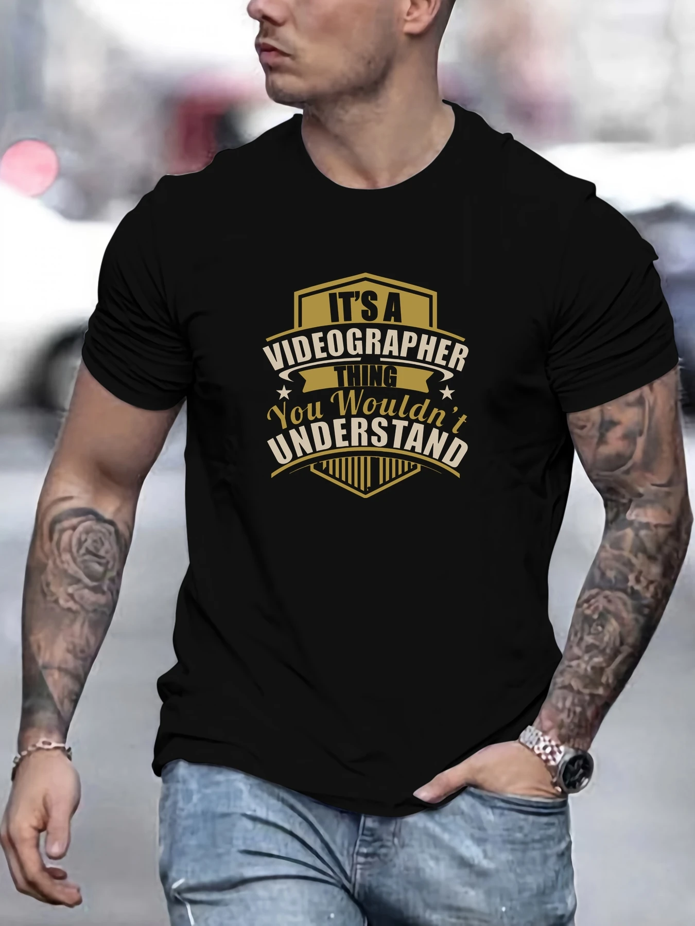 

Men's IT'S A VIDEOGRAPHER THING You Wouldn't Understand Pattern Summer Casual Crew Neck Short T-Shirt