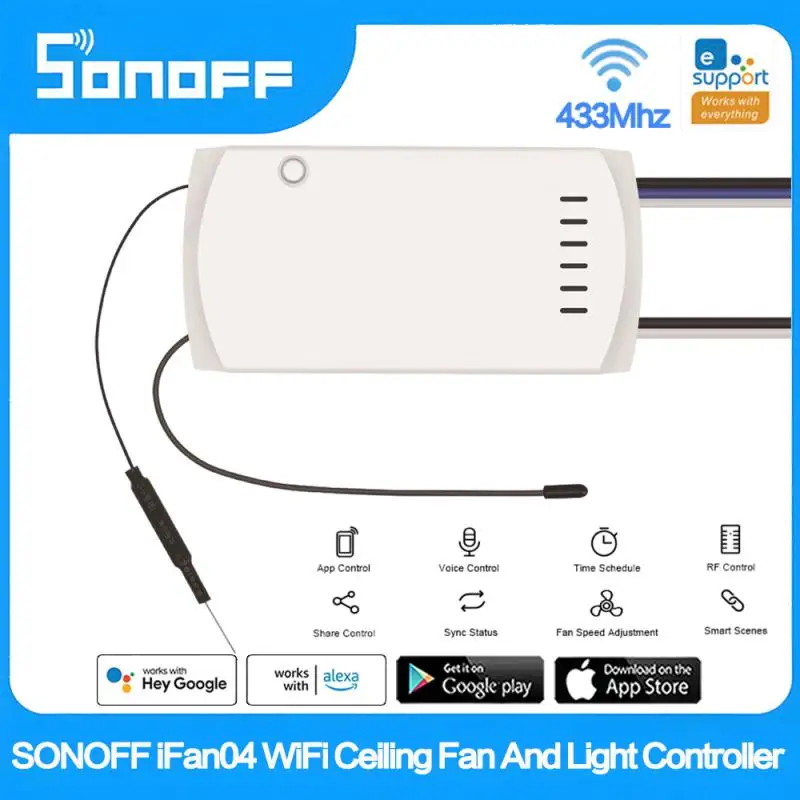 SONOFF IFan04 Smart Wifi Ceiling Fan & Light Controller RF 433Mhz Remote Control Smart Home Automation Module For Alexa Google