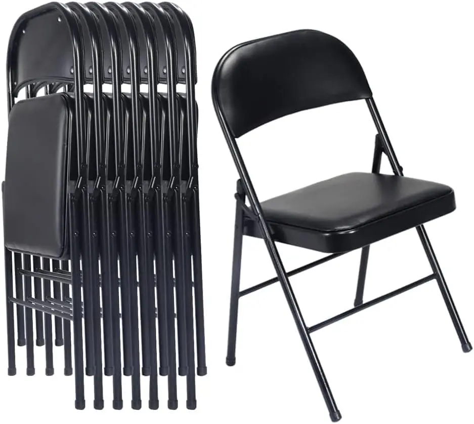 Folding Chairs with Padded Cushion and Back, Padded Folding Chairs (6 Pack) for Home and Office, Indoor and Outdoor