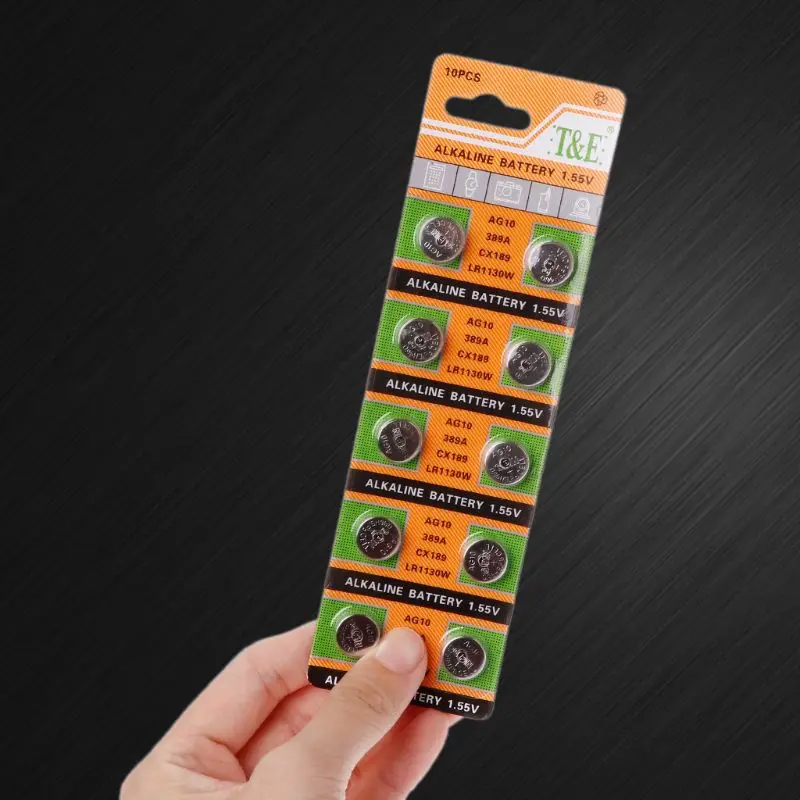 090F 10PCS Button Coin Cell Battery AG10 1.5V Watch Batteries SR54 389 189 LR1130 SR1130 Control Remote Accessory