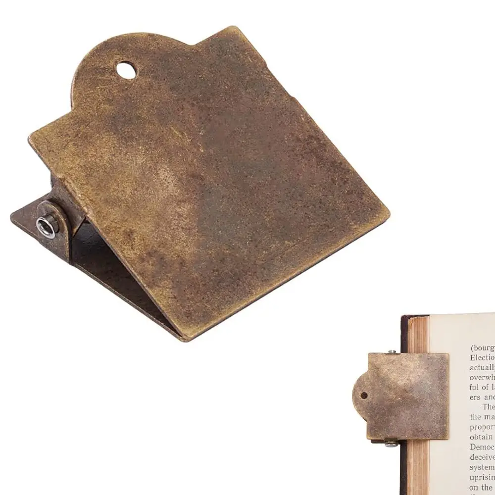Nuova clip per libri vintage in metallo bronzo antico per viaggiatori, clip per notebook, documenti, documenti, organizer per ufficio