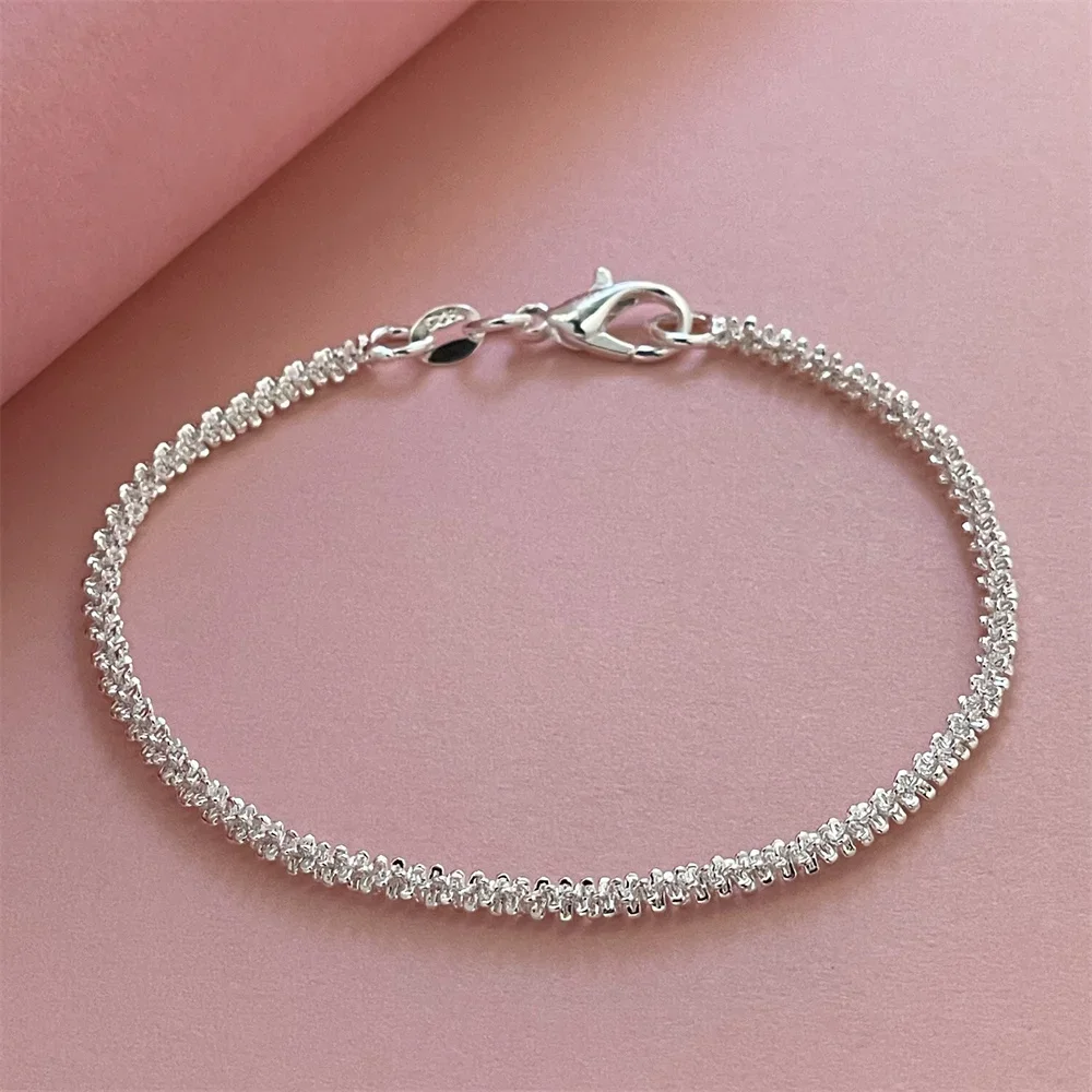 925 Sterling Silver Bracelet Sparkling Exquisite Women Fashion Wedding Party Gift Jewelry