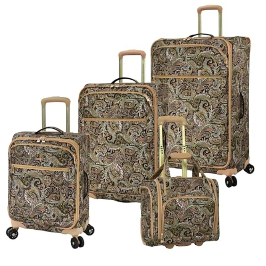 

Mayfair 4 Pcs Luggage Set for Travel, Softside ABS/PC Material, Black, Built-in USB Charging Port TSA Locks