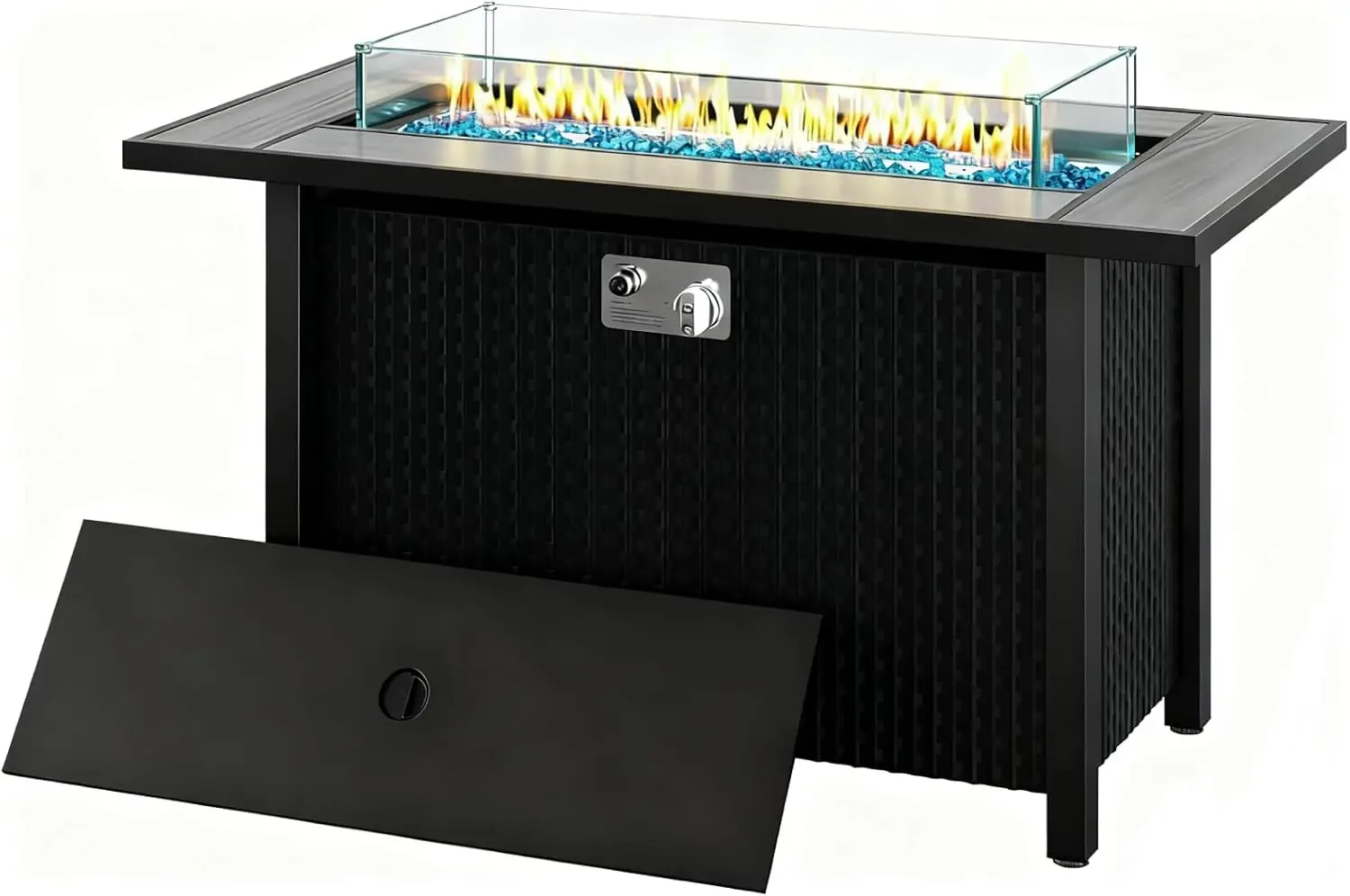 

45 Inch Propane Fire Pit Table, 50,000 BTU Outdoor Gas Fire Pit for Patio & Backyard, 2-in-1 Firepit Dining Table,Grey