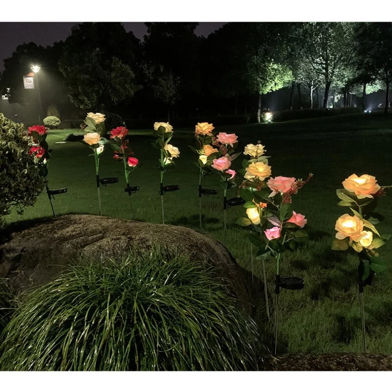 Solar LED Blume Lichter Im Freien Wasserdichte Garten Landschaft Lampe Intelligente Licht Control Rose Blume Hause Dekorative