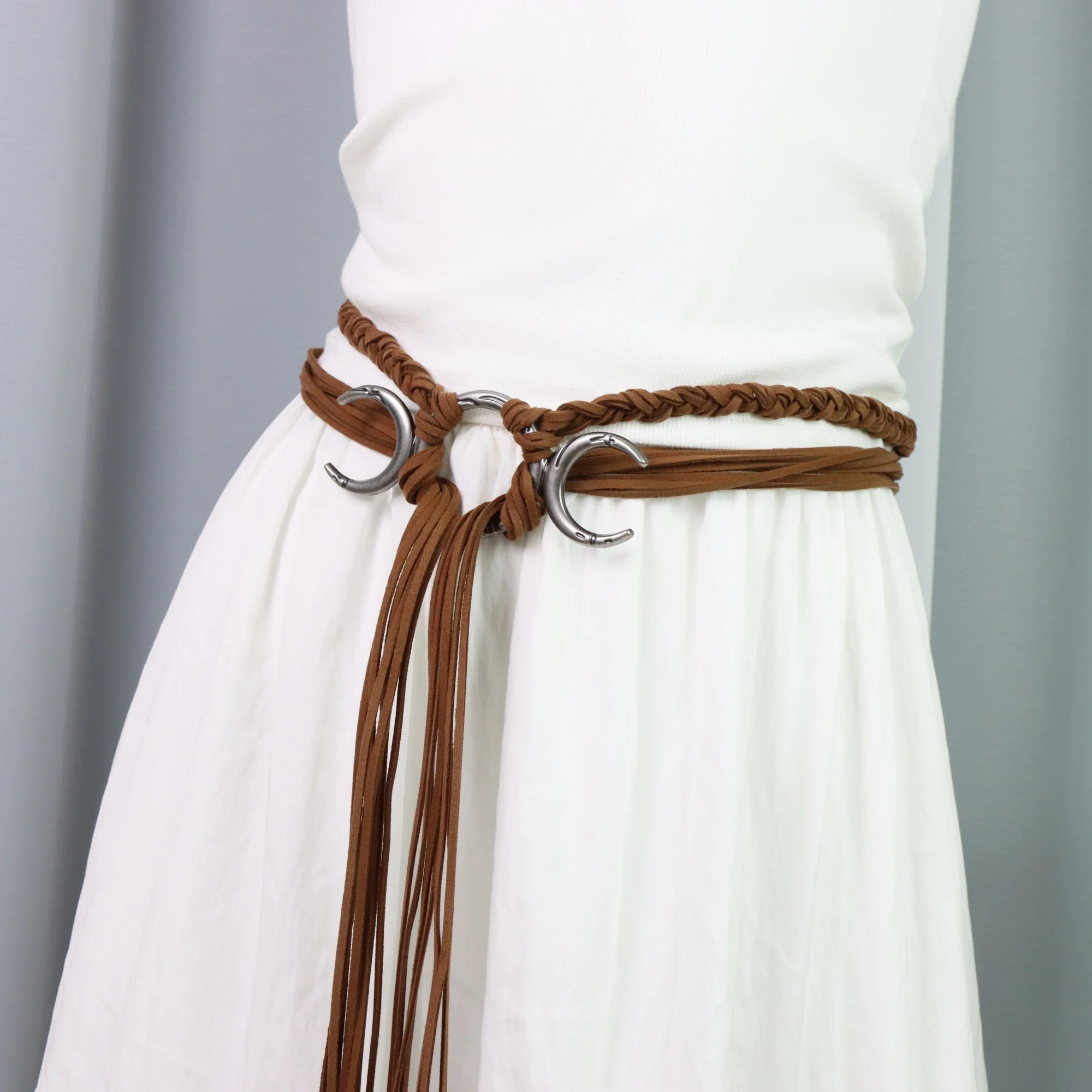 1841 Women\'s Hand-woven Bandage Tether Chain Waist Belt Bow-tie Tassel Hand Braided Black Rope Belt With Tassels - Etsy main image 2