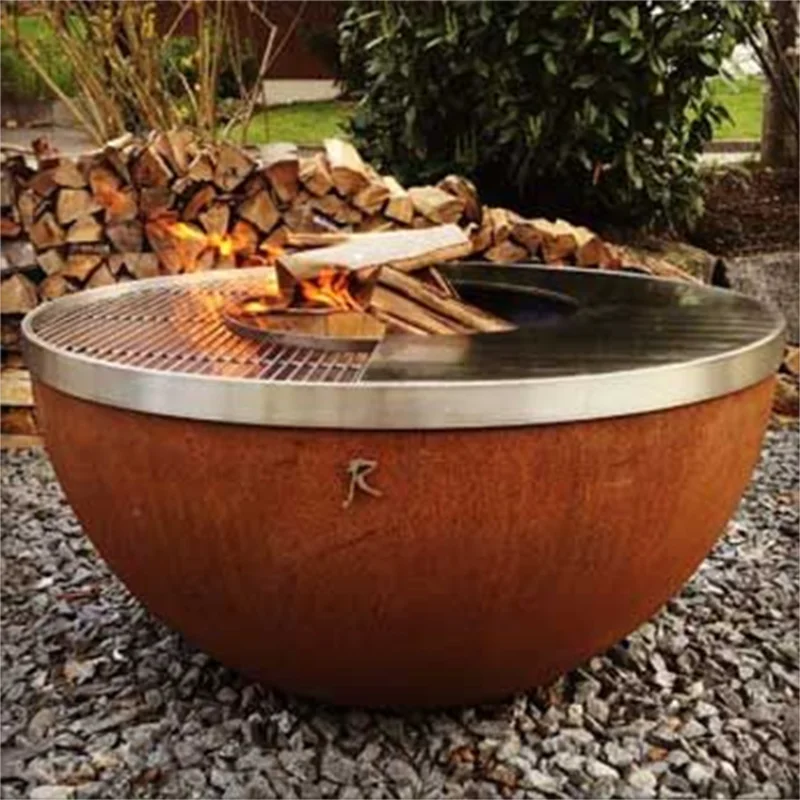 

rusty steel fire pits with log store steel outdoor outdoor barbecue fire pit