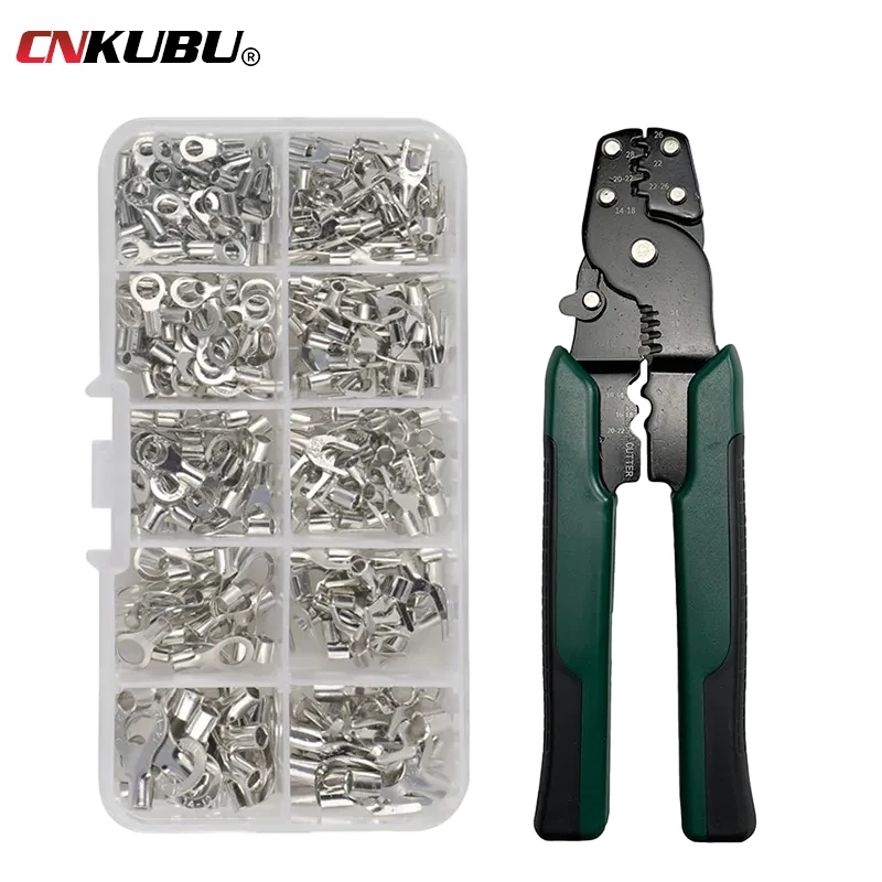 OTUT-Terminal fio conector encaixotado, 0.5-4mm Square Terminal, frio pressionado Terminais desencapados, Bloco nariz de cobre, 320pcs, Conjunto
