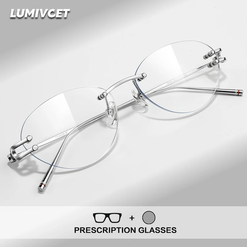 

Очки для чтения Lumivcet из чистого титана без оправы, женские, фотохромные, с защитой от синего света, безрамные, с диоптриями, оправа для очков