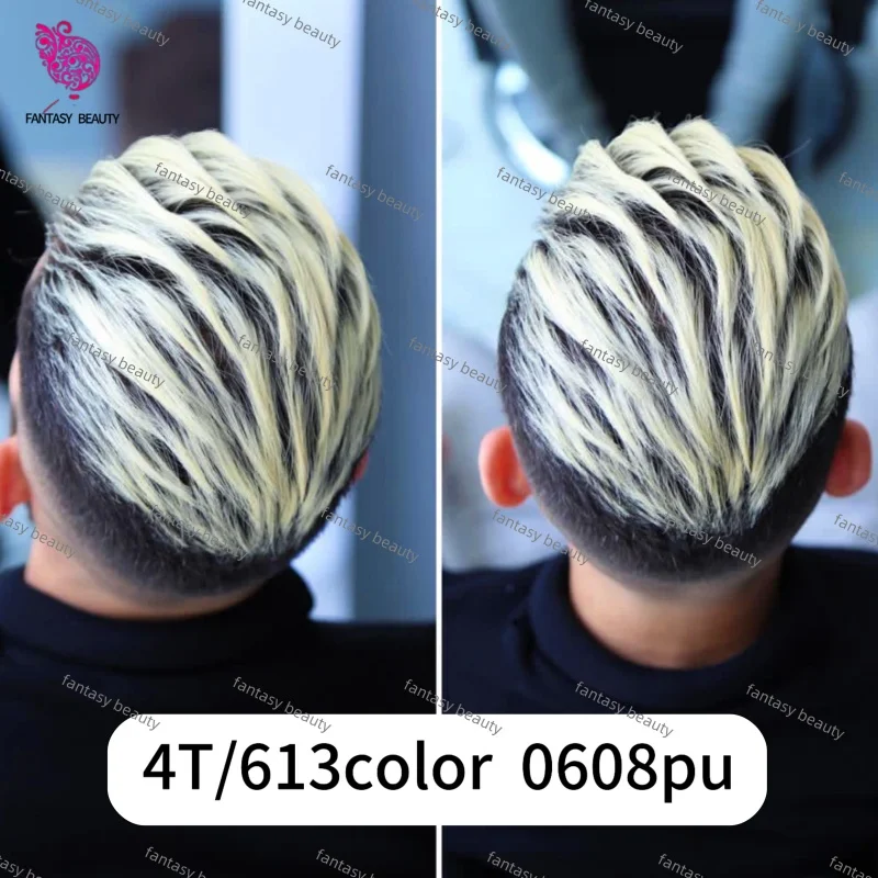 Undetectable 0.06mm Super Micro Thin Skin Base Toupee for Men Natural Hairline Full Pu 130% Multi-Density Blonde Hair Men Toupee