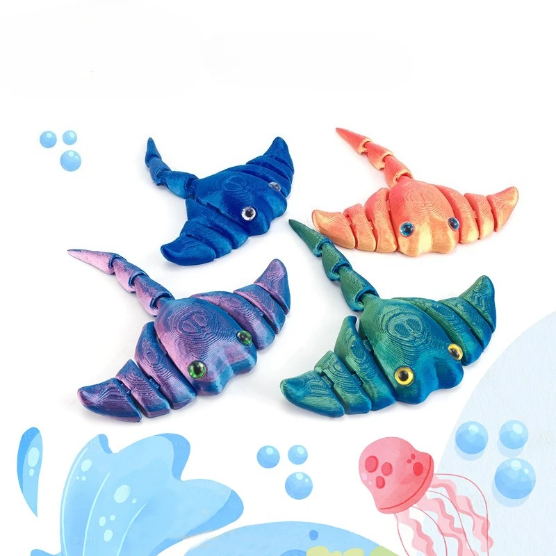 

3D Printed Ocean Devil Fish Creative Movable Simulation Toys Cute 3D Printed Toys Desktop Decor Ornament for Kids Birthday Gift