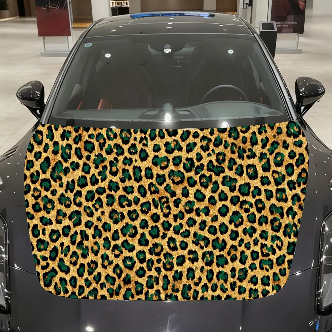 Wild Leopard Print Car Hood stickers , PVC Material Multifunctional Car Hood Stickers, Scratch-Resistant & Fade-Proof, Easy to S