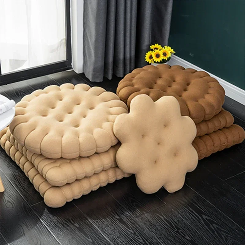 Cute Style Melad Color Biscuit Cushion Thickened Office Long Sitting Tatami Mat Rectangular Seat Cushion Plush  Cute Pillow