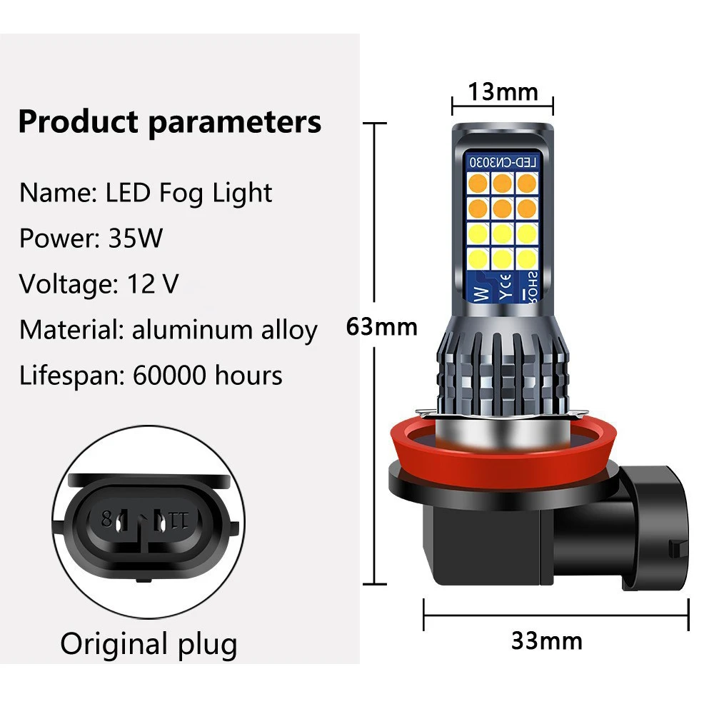 Per il 2015-2021 Honda BR-V 1st 2PCS Automotive Fendinebbia anteriori LED Dual Color LED Fendinebbia H8H11 Fendinebbia