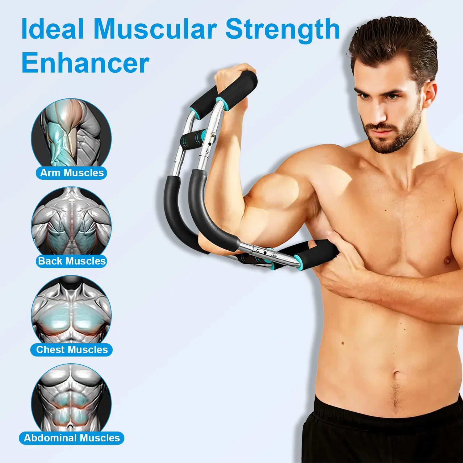 Adjustable Resistance Stainless Steel Chest And Arm Trainer For Detachable Home Gym Equipment Fitness Tool For Upper Body Muscl