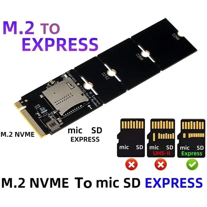AT82-For Micro-SD  Express To M.2 Adapter Card TF Express To M.2 NVME Adapter M.2 NVME To TF Express Adapter