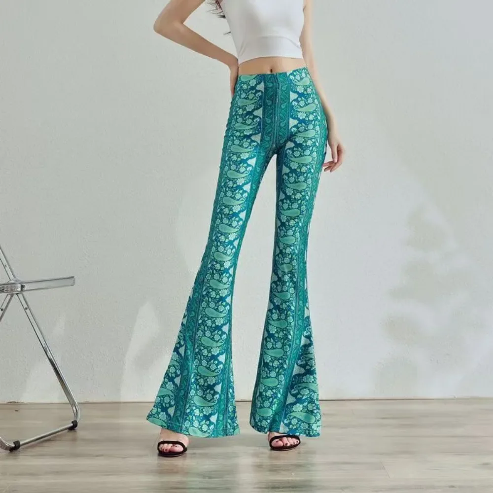 2025 New Fashion Streetwear Bohemian Summer Flared Leggings High-waisted Printing Slim Comfortable Casual Flare Women's Pants