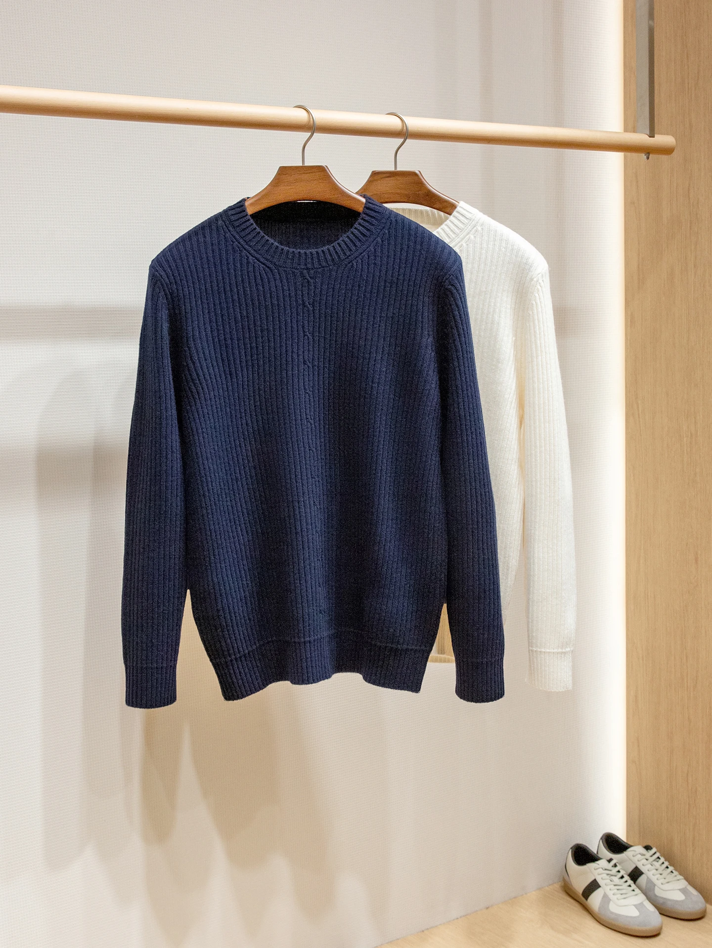 

LP 100% wool old money men's casual warm crew neck knitted sweater