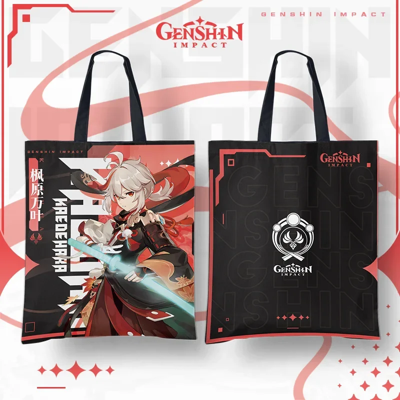 Game Genshin Impact Canvas Bag Yae Miko Ganyu Hu Tao Nahida Ayaka Eula Raiden Shogun Satchel Portable Cloth Bags Birthday Gifts