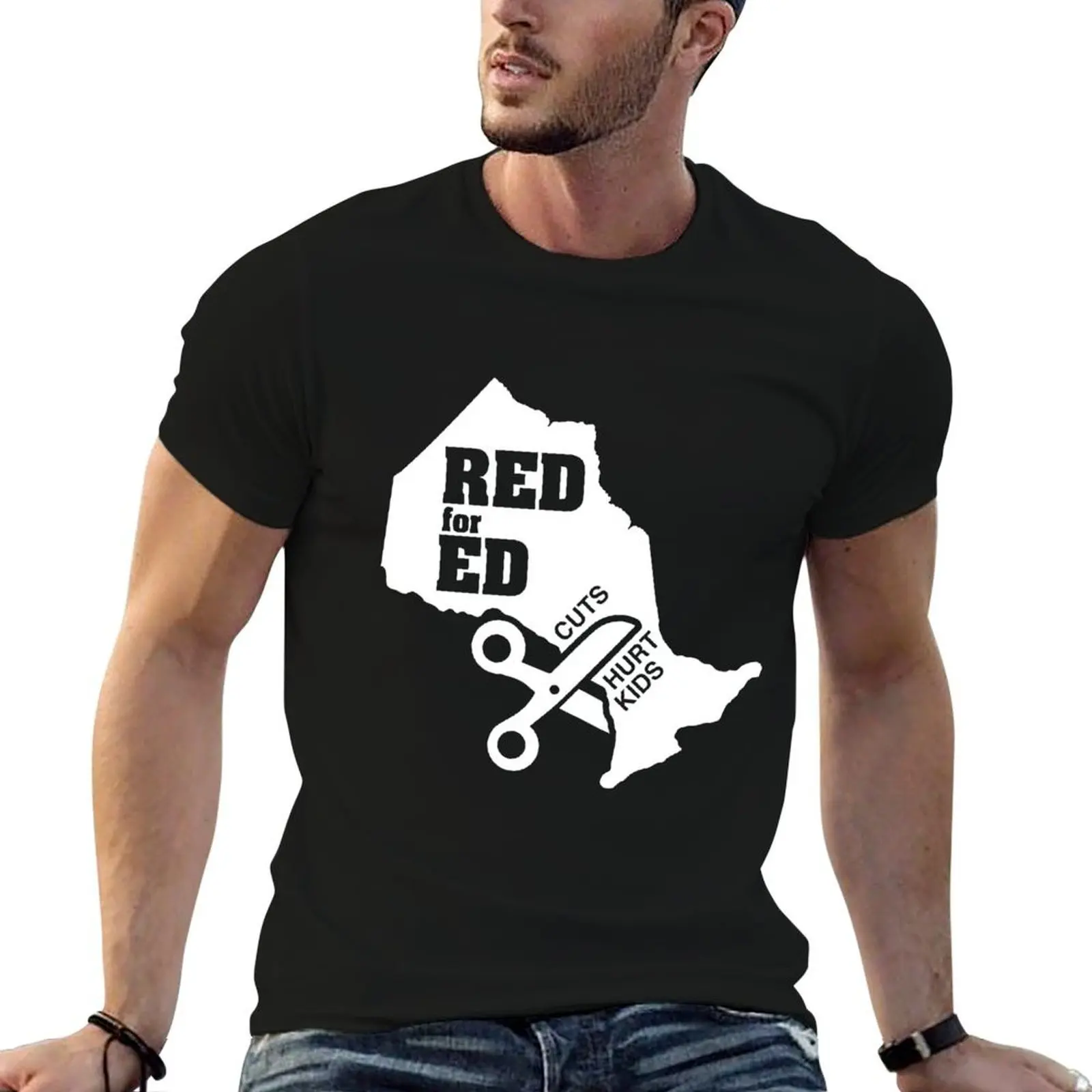 

Red For Ed Ontario Cuts Hurt Kids - White Logo T-Shirt t shirts for man graphic funny t shirts for man graphic vintage T-Shirt