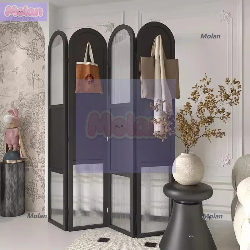 

French screen partition living room folding mobile office bedroom blocking household room live broadcast medieval background wal