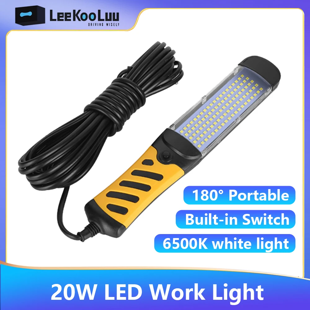 Lampada da lavoro a LED LeeKooluu con base magnetica 180 °   Torcia portatile da campeggio Lampada