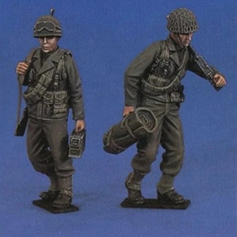 

1/35 Scale Diecast Resin Figure Model Kit WWII US Military Machingun Team 2 Figures Unassembled Unpainted