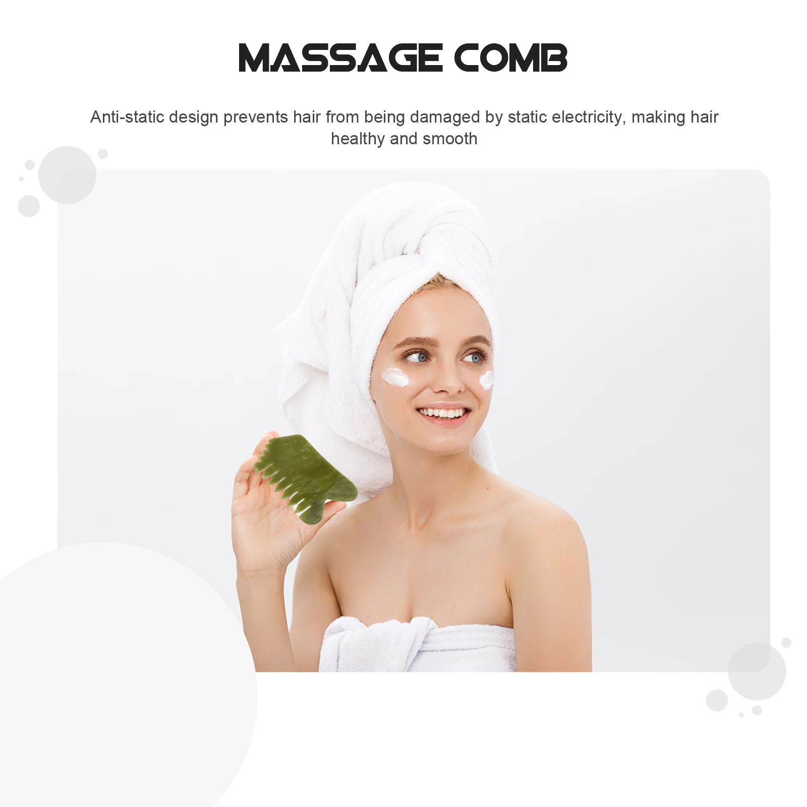 

1pc Jade Massage Comb Natural Scraping Board For Head Face Neck Back Hands Feet Anti-Static Hair Scalp Body Massager Green