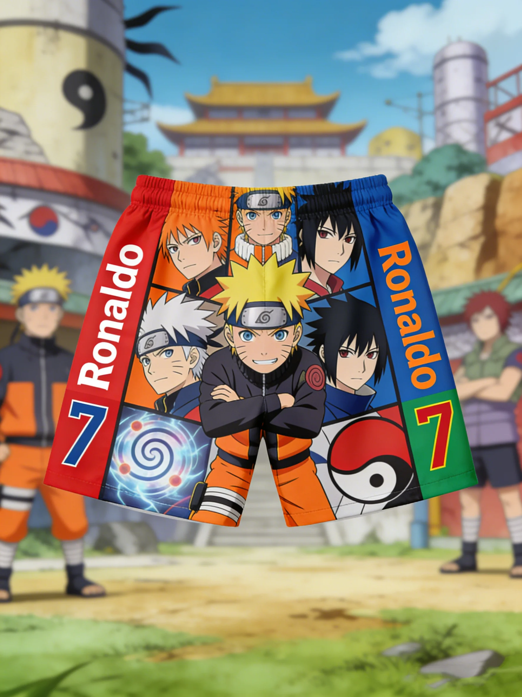

Summer Naruto Anime Ronaldo Y2K Men's Pants Outdoor Football Sport Pants Quick-drying Beach Pants Casual Loose Shorts