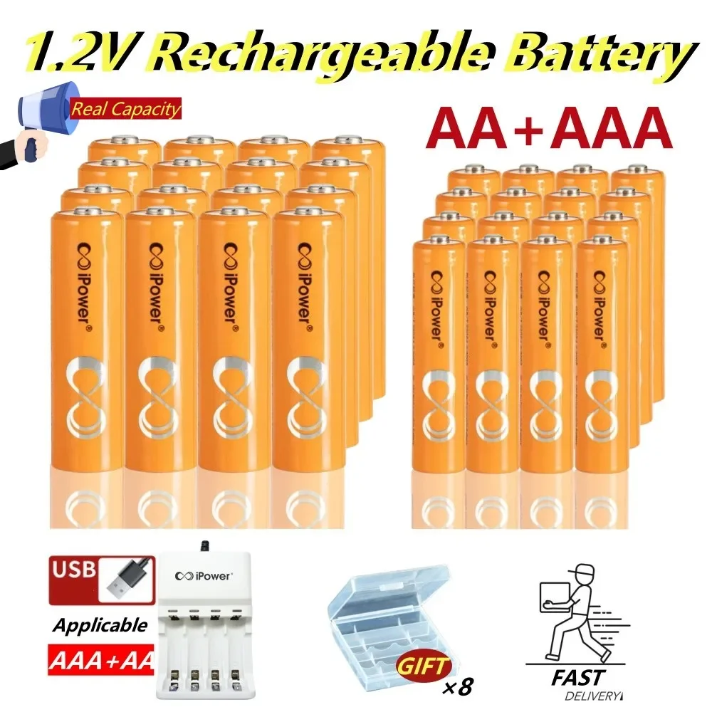 4Pcs 1800mAh 1.2V AA Rechargeable Batteries+4Pcs 1100mAh 1.2V AAA Battery NI-MH AA AAA Rechargeable Battery for Camera Toy