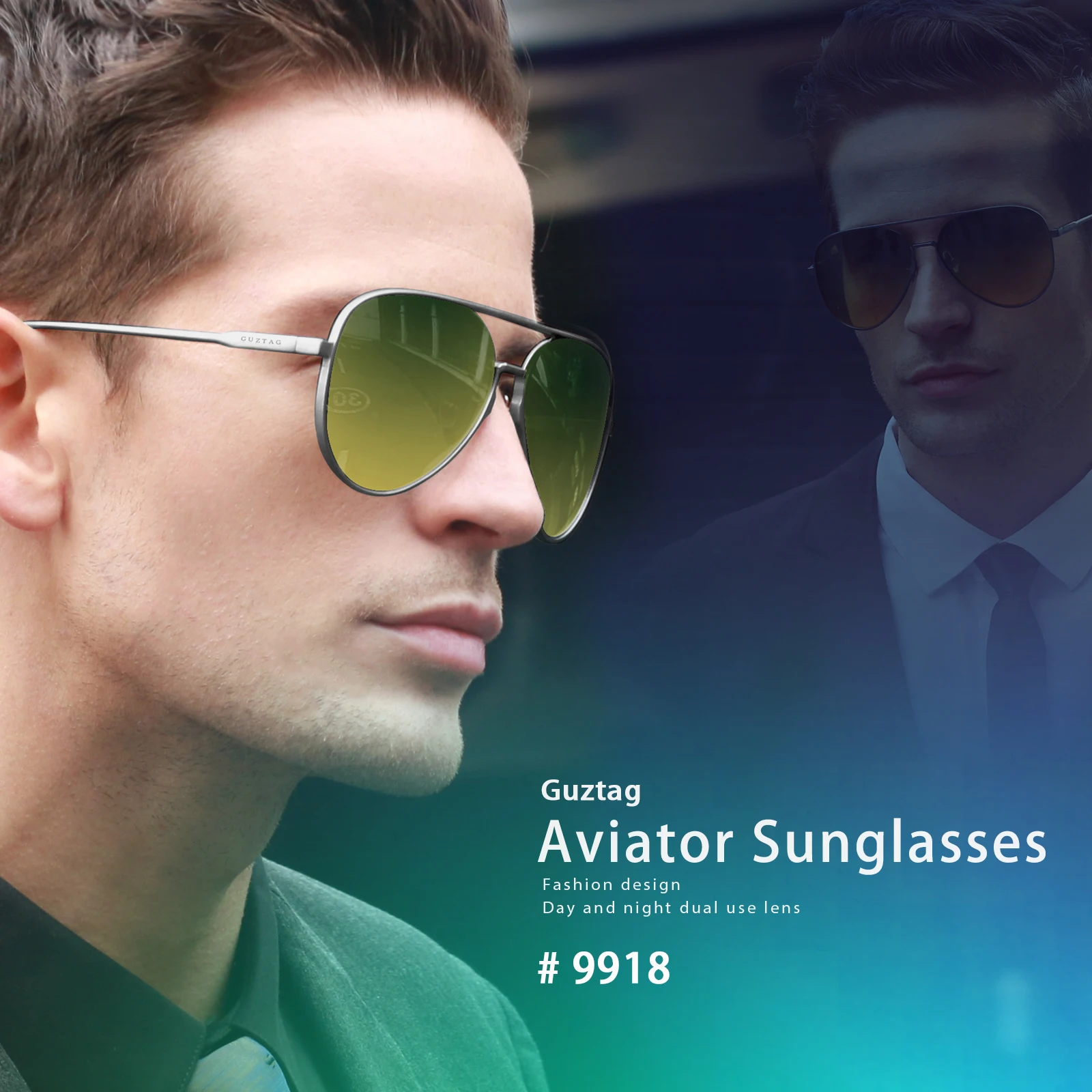 

GUZTAG Protective Sunglasses Fashion Vintage Men's Sun Glasses Polarized Lens UV400 Luxury Crystal Eyewear for Female FHGS9918