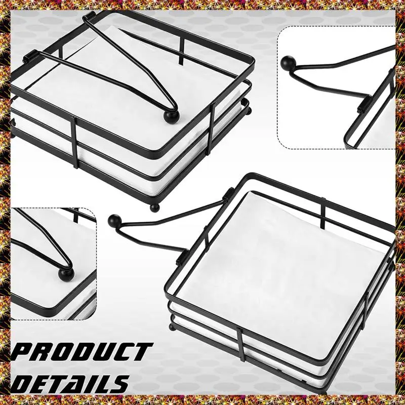 BTCL 2 piezas servilletero plano para mesa servilletero de Metal con brazo ponderado dispensador de servilletas de papel cuadrado hierro rústico Durab