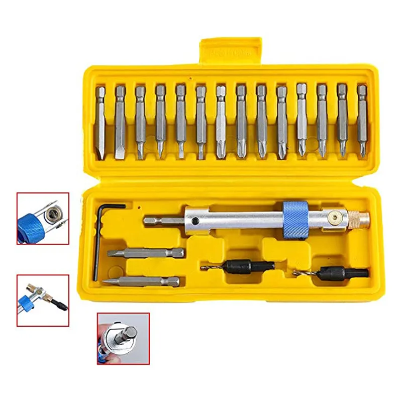 20PC screwdriver drill bit set high speed steel allen wrench quick change countersunk drill