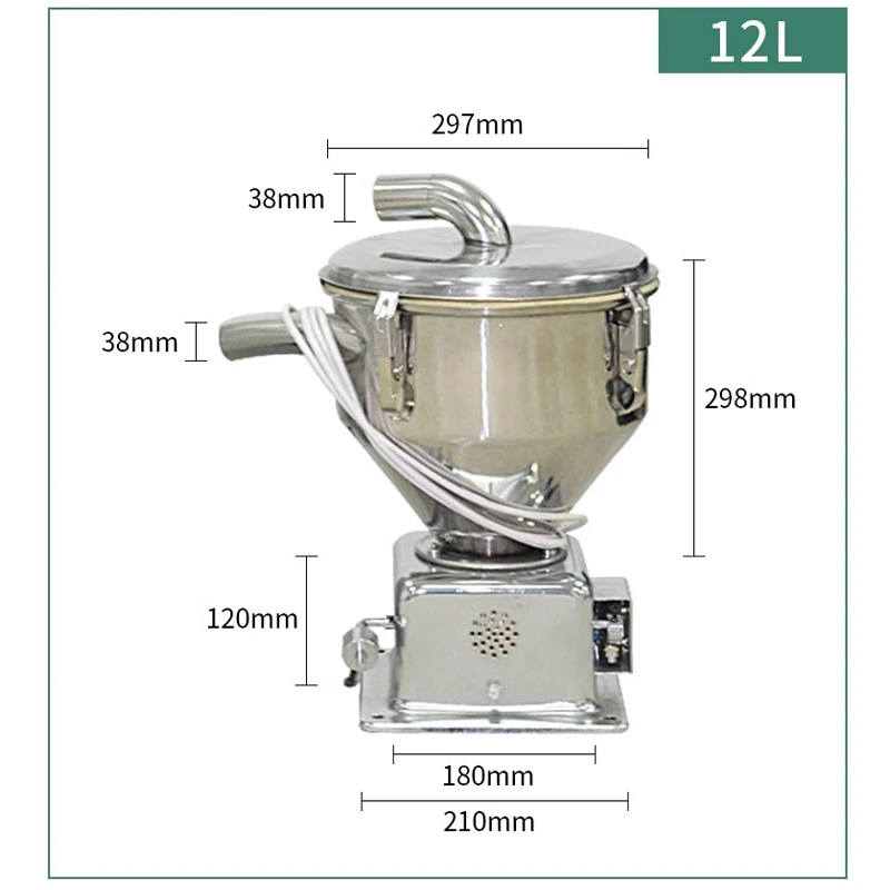 Suction machine stainless steel hopper 7.5L/12L vacuum feeder storage bucket injection molding machine accessories