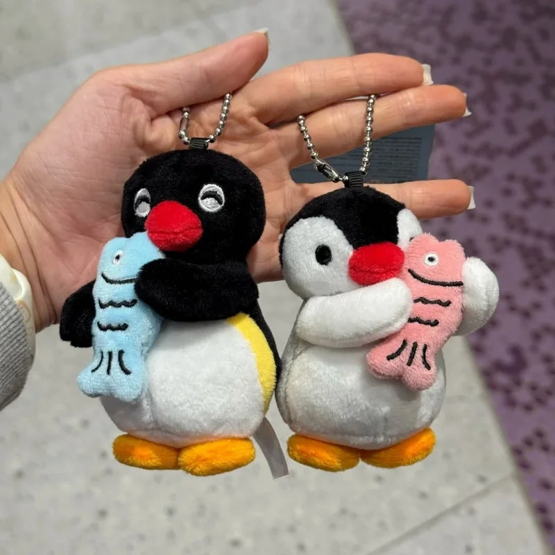 Oryginalny breloczek z serii Pingu Mini Pair Plush, uroczy pingwin, zawieszka, lalka ryba, zabawka, prezent urodzinowy dla przyjaciela lub ukochanej osoby.