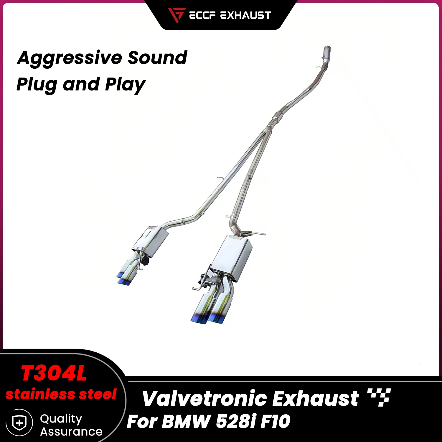 

Sporty Valvetronic Stainless Steel Catback Exhaust With Downpipe for BMW 528i F10 Freely Adjustable Sound Control