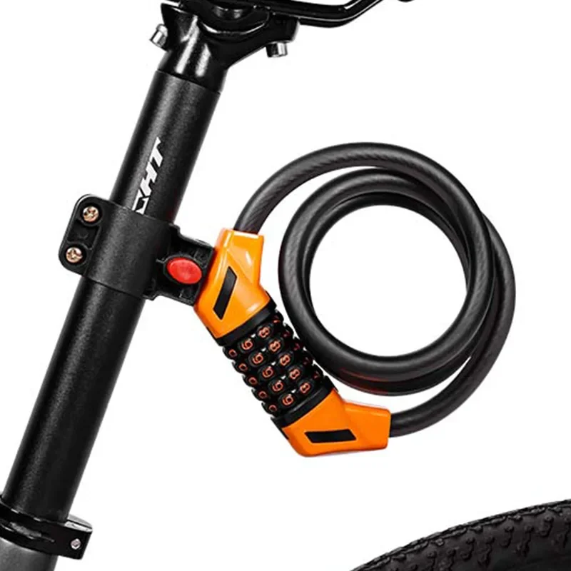 Bicycle anti-theft password lock five position portable bold extended steel cable mountain bike lock riding equipment