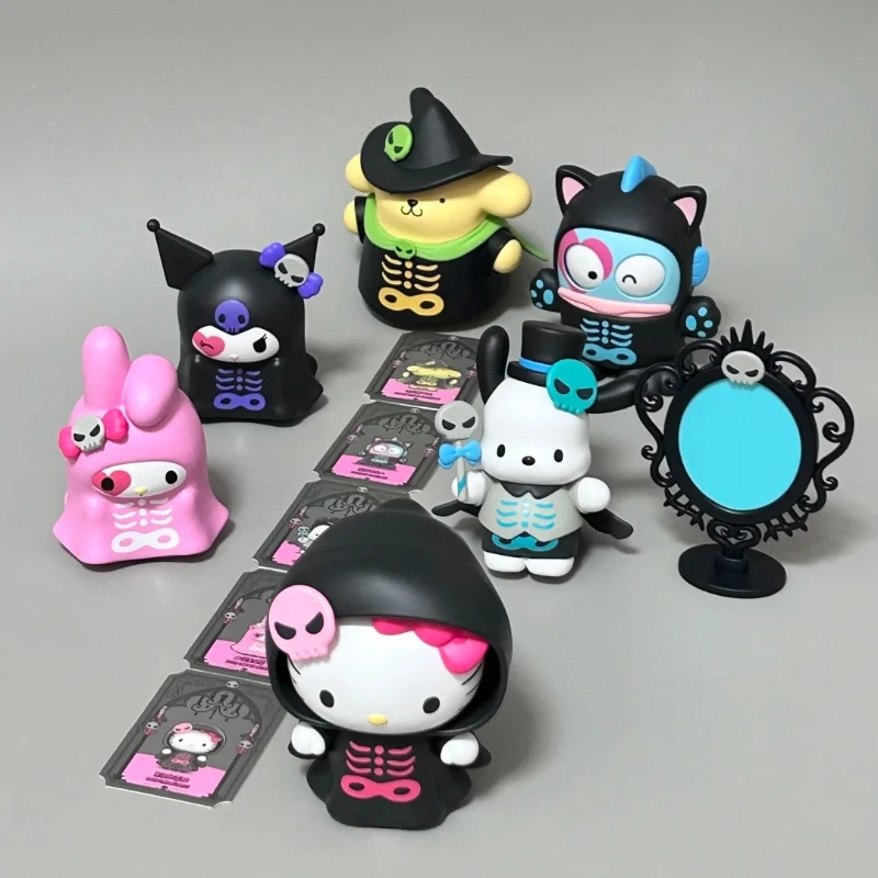 Kitty Kuromi Pochacco Halloween Mischief Night Series Blind Box Cute Resin Figure Model Fun Ornament Cartoon Toy Surprise Gift
