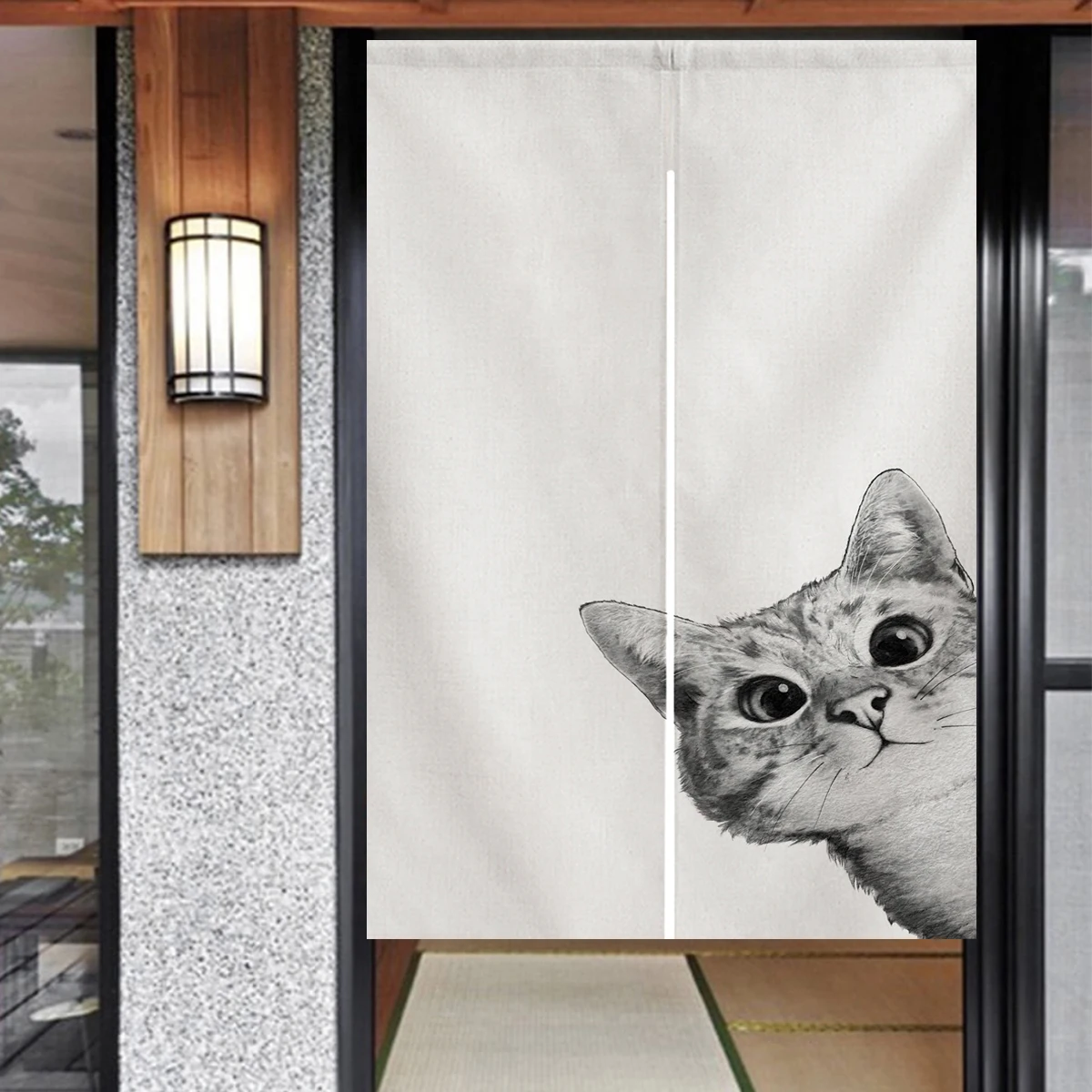 

Japanese Noren Cute Cat Doorway Curtain Tapestry Kitchen Bathroom Decor Room Partition Curtain For Bedroom