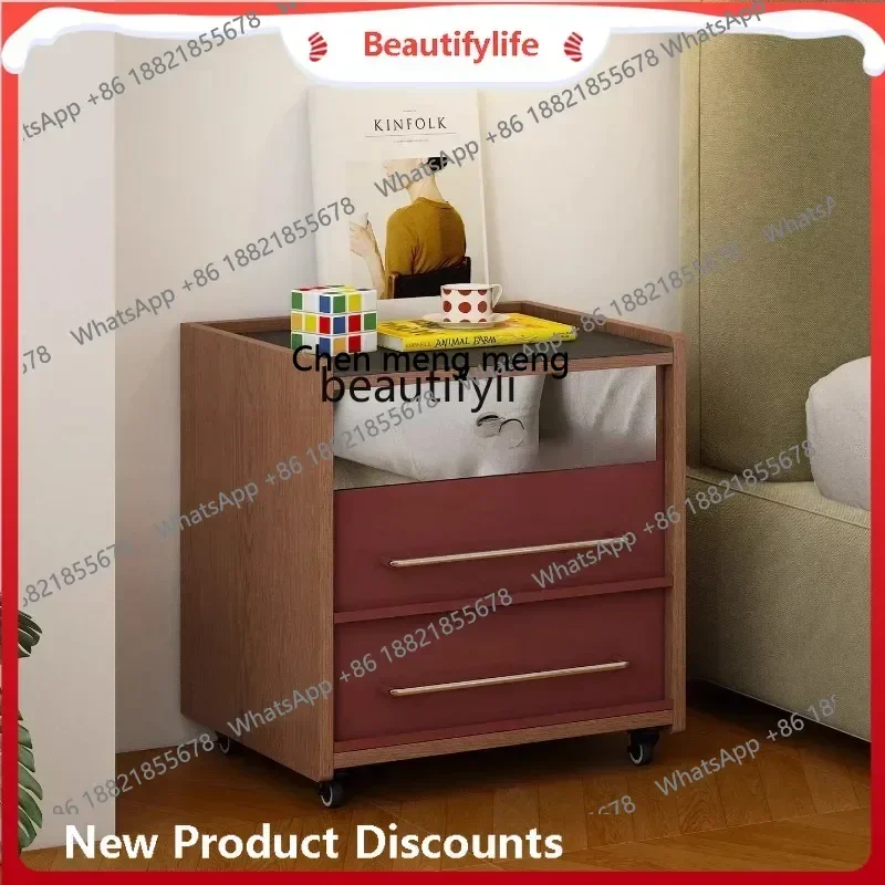 

P178 Простой цвет, прикроватная тумбочка середины века, зеркальный ящик, передвижной прикроватный шкаф, без краски, соответствующий цвету