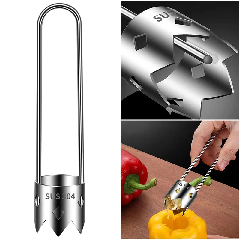 Stainless Steel Fruit Core Remover Apple Pear Bell Peppers Pitter Extractor Tool Versatile Vegetable Core Puller Kitchen Gadgets