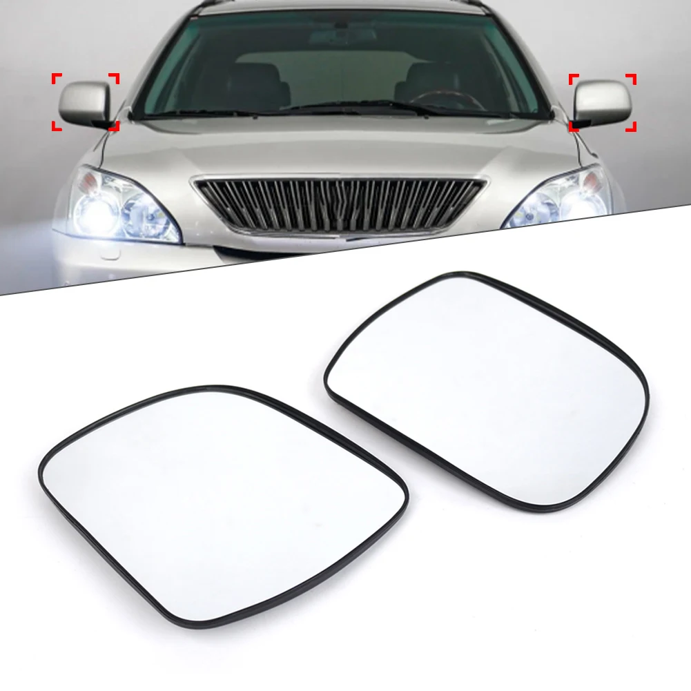 1 Pair 87901-48040 Car Heated Glass Side Mirror Wing Door ABS + Glass White For Lexus RX300 RX330 RX350 RX400H 2004-2009