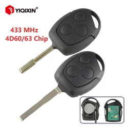 YIQIXIN For Ford Mondeo Focus Fusion Fiesta Galaxy C-Max S-Max 3 Transit MK2 MK5 MK7 315Mhz 433MHz 4D60 4D63 Chip Remote Car Key