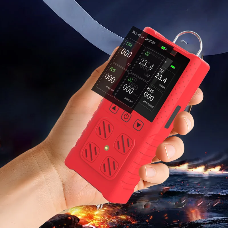 RTTPP Handheld Multiple Conventional LEL O2 CO H2S COMB Sensor Multi Gas Leak Detector Portable Gas Detector 4 in 1 Alarm