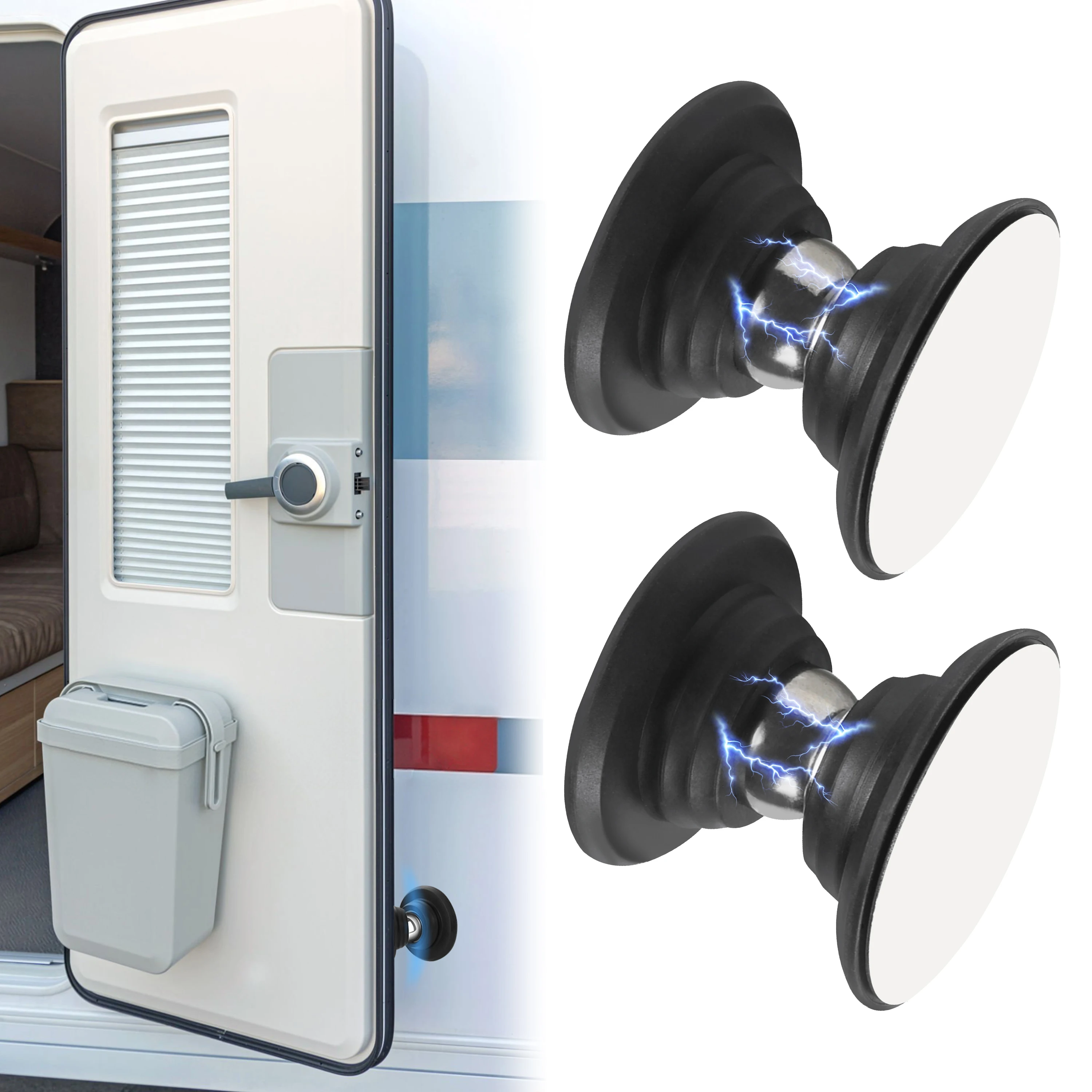 

2 шт. дверной держатель для автофургона, магнитная защелка, дверная защелка для багажа, чтобы сохранить открыть дверь, дверной держатель кемпера для дорожного прицепа (черный, 2 шт.)
