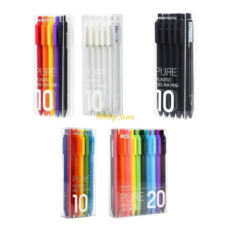

C90C 10/20Pcs Press Action Gel Inks Pen Quick Dry Retractable Gel Pen 0.5MM Tip