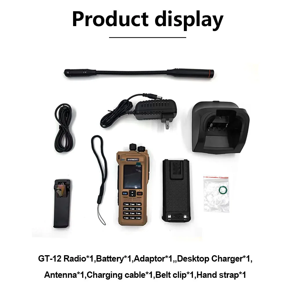 ANYSECU-GT-12 محمول لاسلكي تخاطب مع وظيفة برمجة بلوتوث ، FM ، AM ، UHF ، VHF ، 10 واط ، DTMF ، متعدد الفرقة