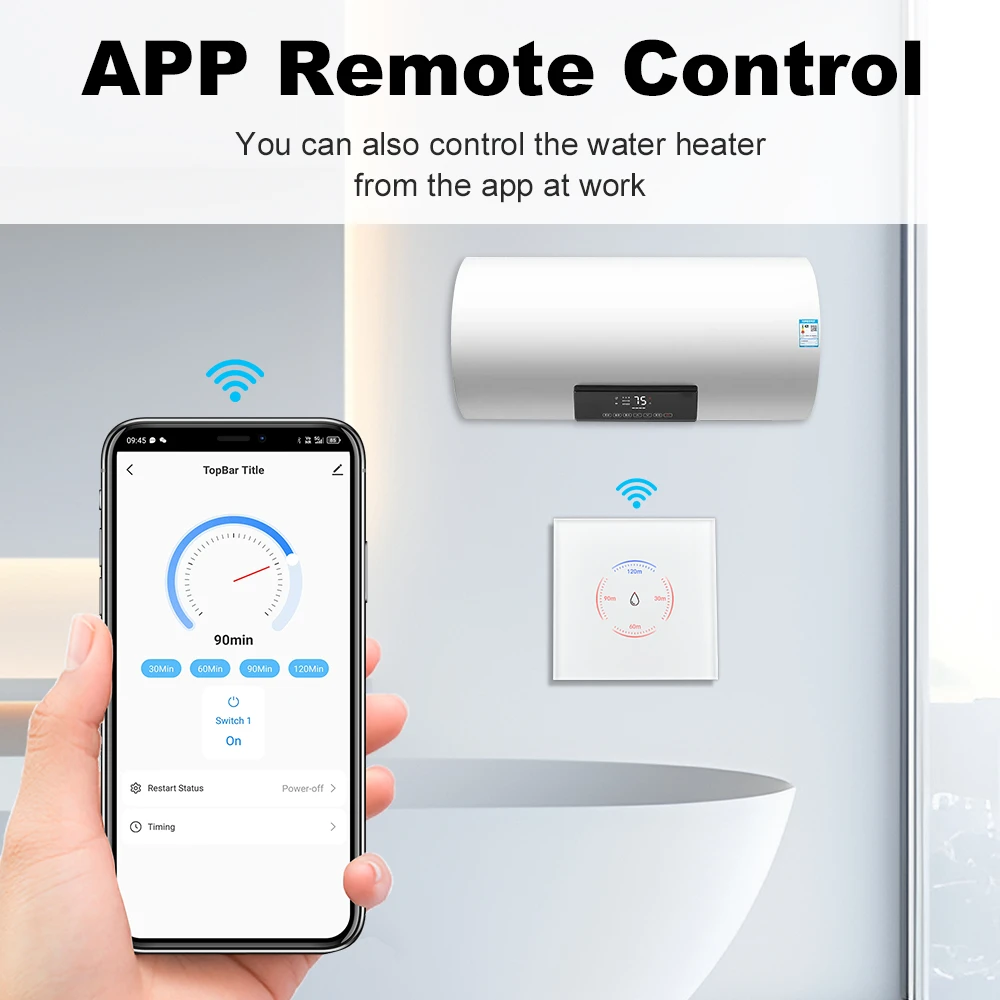 EU/UK 40A Smart Water Heater Boiler Touch Wall Switch 8000W Air Conditioner Timing Switch Work with Alexa Google Home Alice