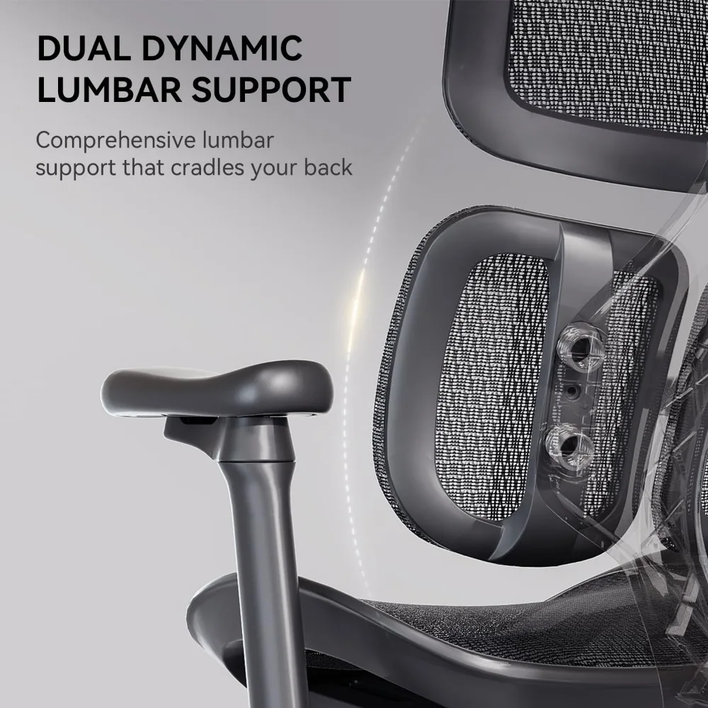 Doro S100 Ergonomic Office Chair - with Dual Dynamic Lumbar Support, 5-Level Adjustable Backrest, 4D Coordinated Armrests, 135-