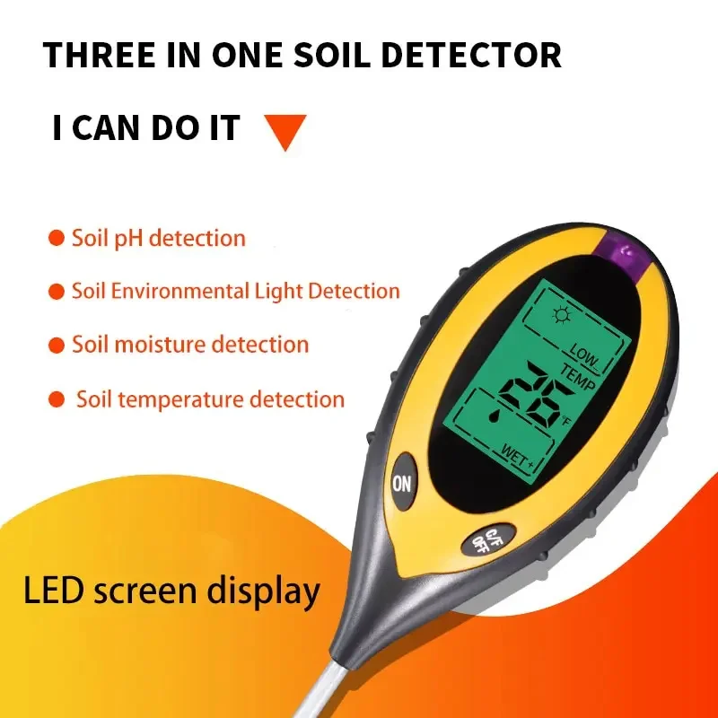 Soil PH and Humidity Tester Nutrient Water Tester High Precision Household Gardening Flower Grass Fertility Meter 1pc